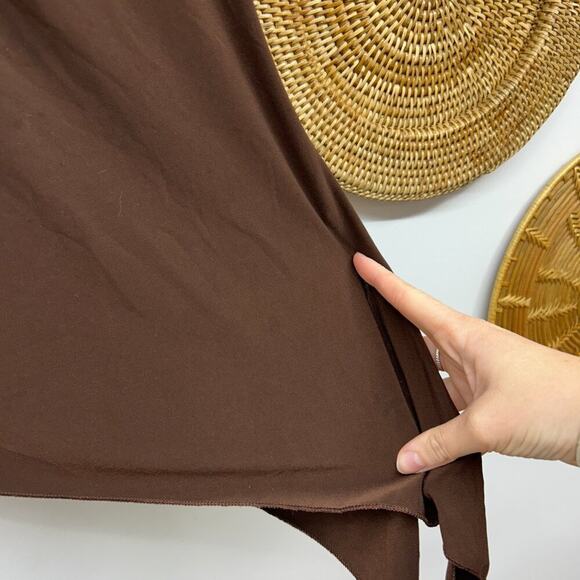 Vintage Y2K 2000s Fashion Bug Brown Cinched Asymmetrical Hem Tank Top Medium - Picture 11 of 11